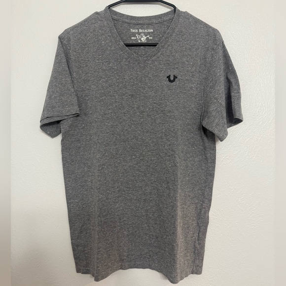 True Religion Men's Charcoal V-Neck T-Shirt - Picture 1 of 3